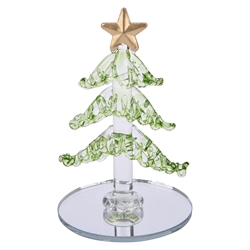 Glass Christmas Tree on Mirror Base 